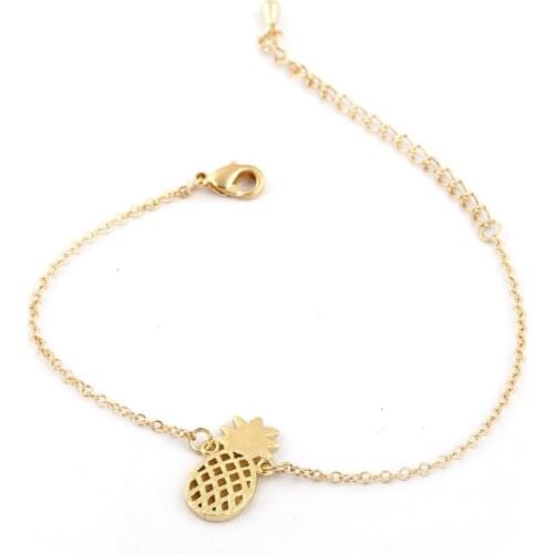 Shuangshuo New Fashion Pineapple Chain Link Bracelets for Women Trendy Plant Pineapple Charm Women Bracelet Christmas Gift SL039