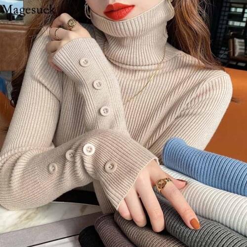Winter Thicken Knitted Womens Pullover Sweater 2021 Fashion Turtleneck Sweater Women Autumn Long Sleeve Bottoming Clothes 16292