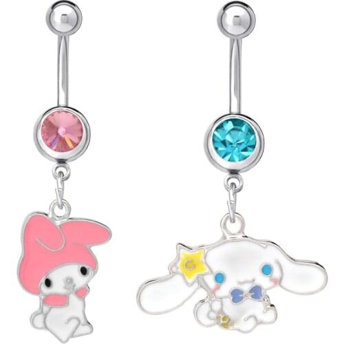 1Pc Cute Cartoon Piercing Navel Surgical Steel Single Crystal Rhinestone Belly Button Rings Navel Piercing Ombligo Ball Nombril