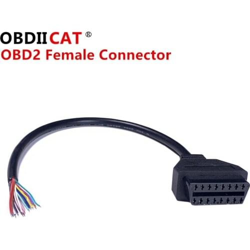 100pcs DHL OBDIICAT OBD2 16Pin Female Extension Opening Cable Car Diagnostic Interface Connector OBD II Female Converter