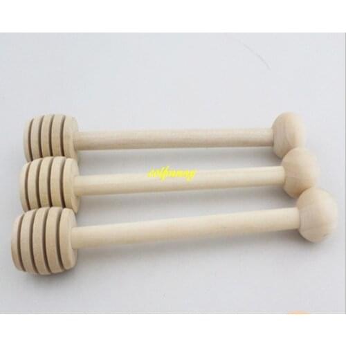 100pcs/lot Free shipping Natural Handmade Wood Honey Dipper Wooden Honey Muddler stick