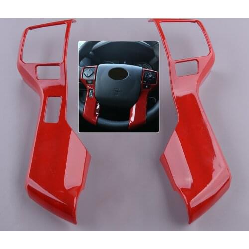 2Pcs Steering Wheel Cover Trim Without LDA Frame Red ABS Fit for Toyota Tacoma Tundra 4Runner 4WD N280 2019 2018 2017 2016 2015