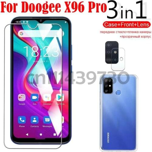 3-in-1 Case Glass For Doogee X96 Pro 6.52" Screen Protector Glass Full Protection on For Doogee X96 Pro 6.52" Camera Lens Glass