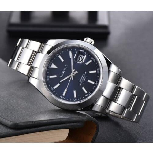 40mm blue dial Parnis Sapphire crystal MINGZHU2813 or MIYO TA8215 Automatic Automatic date luminous Mechanical watches GR89-20