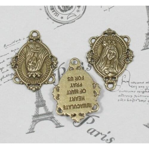 60pcs Athena antique bronze virgin mary zinc alloy pendant, charm, drops for diy 28mm lead and nickle free