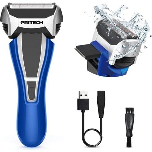 PRITECH Electric Shaver for Men Wet and Dry Dual Use Rechargeable Razor Machine Fast Charging Waterproof with Pop-up Trimmer