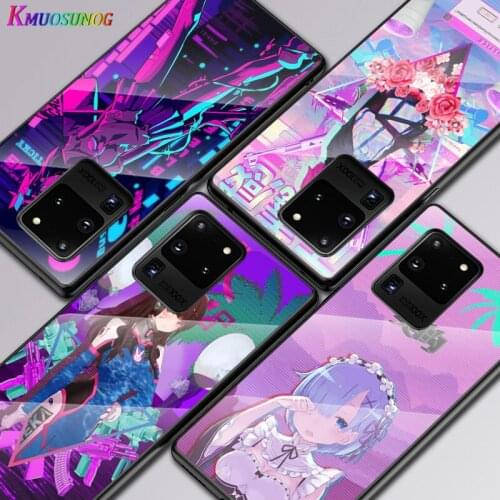 Anime Vaporwave For Samsung Galaxy S20 FE S10e S10 S9 S8 Ultra Plus Lite Plus 5G Tempered Glass Cover Phone Case