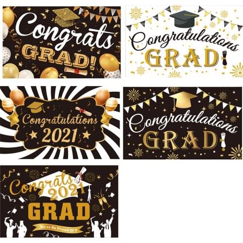 Graduation Decorative Banner Letter Fireworks Print Background Cloth Steamer Wall Decor for Senior Year Happy Graduation