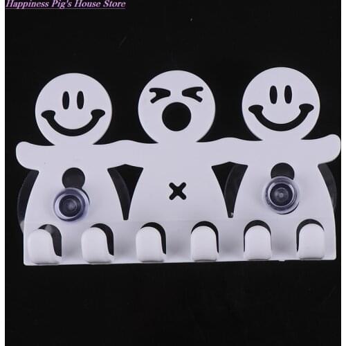 Bathroom Suction 5 Position Toothbrush Holder Rack Wall Mount Funny Smiling Face Toothbrush Stand Organizer