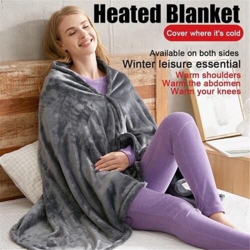 Electric Heating Blanket USB Winter Heated Shawl Pad Quilt 3-Speed Temperature Adjustable Quick Heating Soft Fabric Home Office