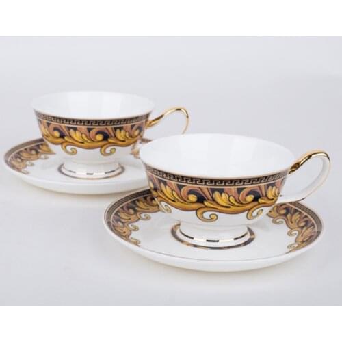 Europe Bone China Porcelain Coffee Cup With Spoon Black Phnom Penh Afternoon Teacup Cup and Saucer Set Board Room Decoration