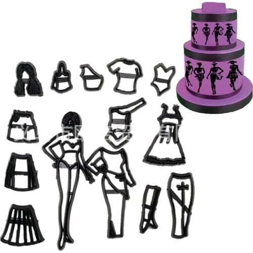 Happy Swimsuit Cookie Cutter Plastic Biscuit Knife Baking Fruit Cake Kitchen Tools Mold Embossing Printing