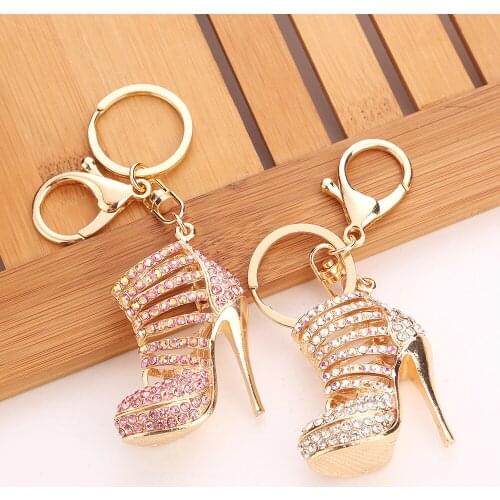 Crystal High Heels Shoes Key Chains Rings Shoe Pendant Car Bag Keyrings For Women Girl KeyChains Gift 2019 New Design A4