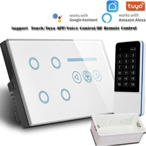 146type EU Smart Switch 4 gang WIFI Switch with wifi Ceiling Fan Switch Wireless Remote Switch 110-240V Works with alexa google