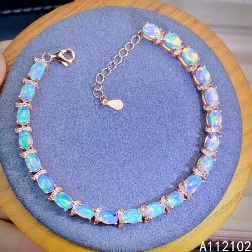 KJJEAXCMY fine jewelry S925 sterling silver inlaid natural opal new Girl exquisite hand Bracelet Support test Chinese style