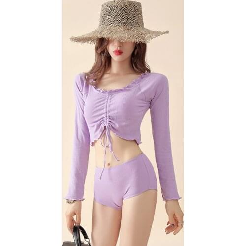 Swimsuit Bathing Suit Girl Women Swim Girls Swimwear Bikinis Purple Push Up Split For Pack Long Sleeve Cute Sun