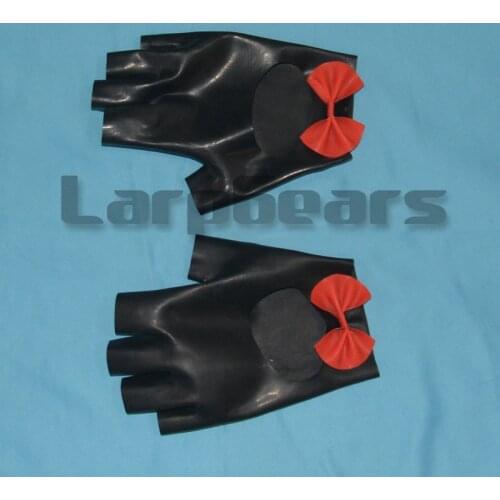Handmade Latex Leakage Finger Gloves Women With Bow Rubber Party Wear Short Gloves