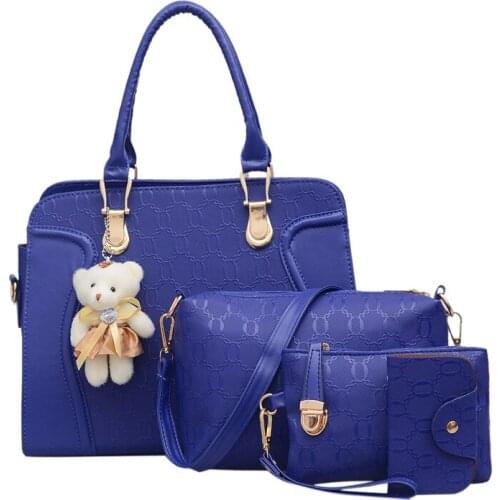 Fashion bear pendant womens bag Shoulder Bags Woman Crossbody bag package handbag Mother and women package four sets Bolso