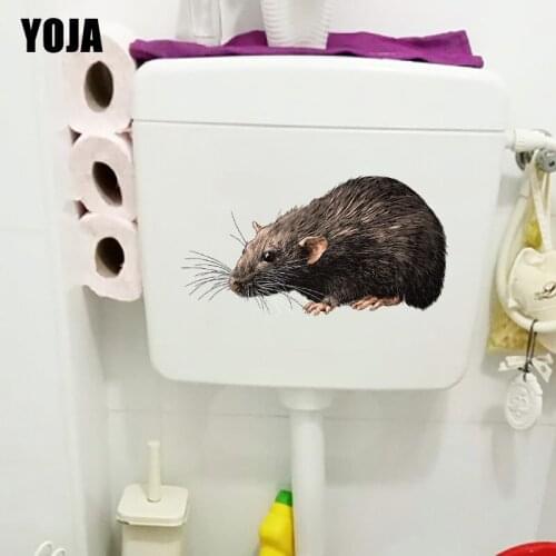YOJA 25.9×14.1CM Hand-Painted Delicate Mouse Bathroom Toilet Stickers Funny Room Wall Decoration T1-2873