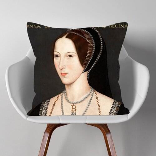 Queen Anne Boleyn Cushion Covers European Oil Painting Portrait Madame Ladies Decorative Pillow Case