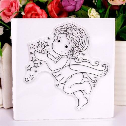 New Girl Cartoon Pattern Scrapbooking Alphabet Stamp Embossing Craft Making Silicone Transparent Stamps