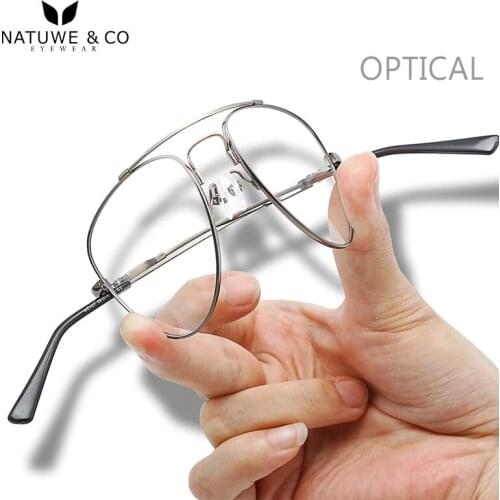 Natwve&Co Retro Memory Metal Eyeglasses Frame Pilot for Prescription Lens Eyewear