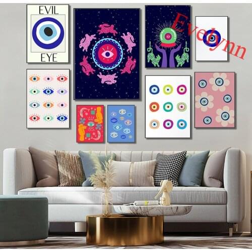 Evil Eye Poster,Spiritual Art Talisman,Esoteric Greek Evil Eye Art,Traditional Good Luck Evil Eye/Home Decor Canvas Wall Prints