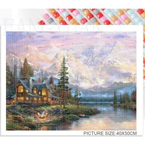 Full Kits Diamond Painting House Scenery Handmade Gift Diamond Embroidery Landscape Mosaic Home Decor Picture of Rhinestones