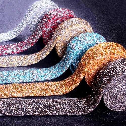 Prajna 1 Yard 3cm Hotfix Motif Rhinestones Applique Strass Crystal Ribbon With Rhinestone For Clothing Iron On Wedding Dress DIY