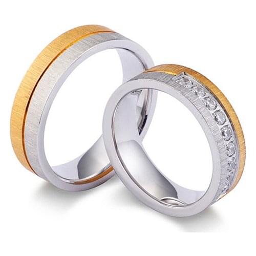 Simple titanium steel frosted ring vintage gold color ring couple couple jewelry