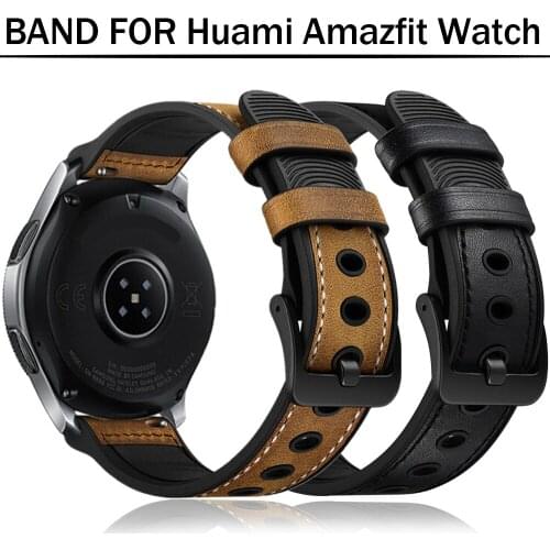 Leather+Silicone Strap for Huami Amazfit GTS 2/Bip/S Bracelet Strap for Amazfit Stratos 3 GTR 2 47mm 42mm Watchband Belt 20/22mm