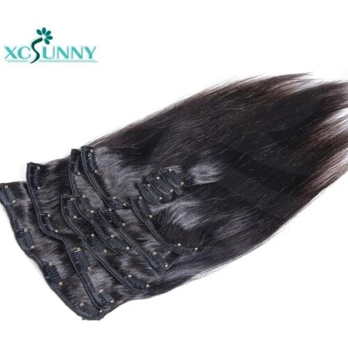 Silky Straight Human Hair Clip In Hair Extensions Remy Peruvian Natural Hair Clip Ins 120g/140g/240g 8Pcs/Set 10Pcs/Set xcsunny