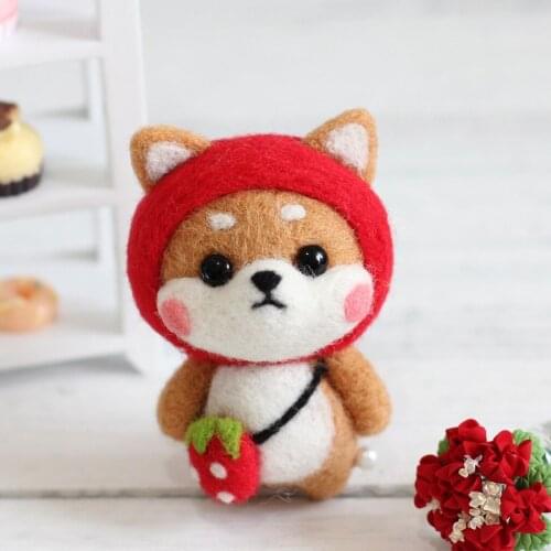 Wool Felt Craft DIY Non Finished Poked Set Handcraft Kit for Needle Material Bag Pack Dog Doll for Girls Diy Crafts for Kids