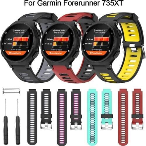 Silicone Strap for Garmin Forerunner 735XT Watchband Replacement Soft Band siliconen horlogeband correa de reloj 22mm+220mm