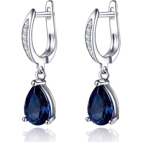 Gorgeous Water Drop Shape Blue Cubic Zirconia Drop Earrings for Women Evening Party Elegant Accessories Classic Jewelry