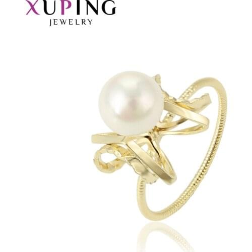 Xuping Trendy Rings Imitation Pearl Elegant Jewelry Simple ChristmasParty Temperament Ladies Gift 15338