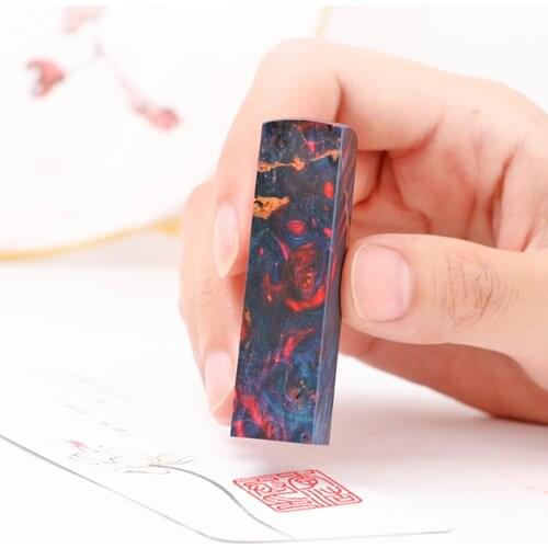 Chinese Retro Style Colorful Natural Wood Personal Name Stamp Customize Chinese English Name Seal With Box Inkpad Wooden Stamps