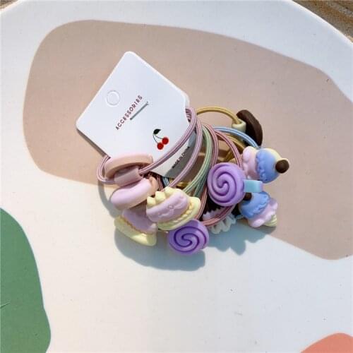 10pcs Children Cute Hair Rope Girl Fashion Cartoon Elastic Hair Bands
