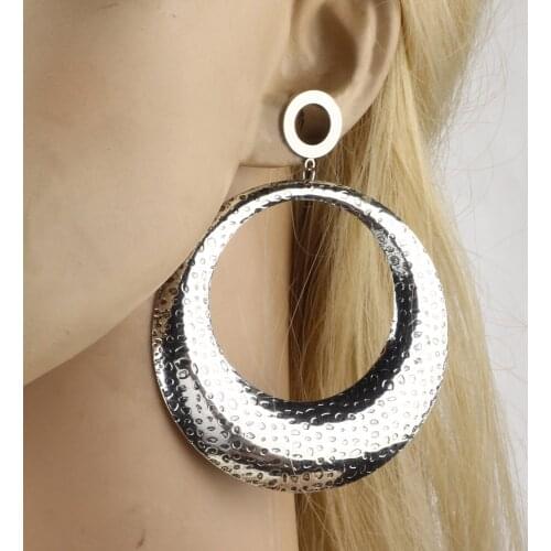 2pcs Ear Flesh Tunnel Dangle Gauges 00g Plugs Stainless Steel Pandent Ear Stretcher Expander Body Jewelry Hoop 2020 New Plugs