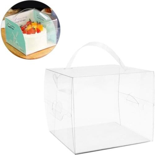 30pcs Transparent Cake Packaging Box Portable Containers Dessert Holder Full Transparent Carrying Case for Baker Shop Home Cake