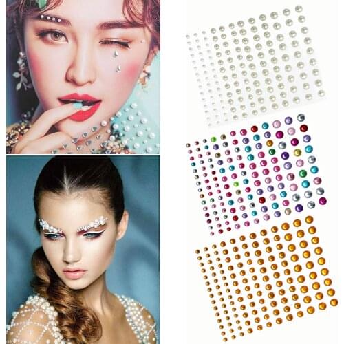 3D Single Grain with Glue DIY Eye Crystal Sticker Music Festival Trendy Shiny Acrylic Face Adhesive Acrylic Drill Tattoo Sticker