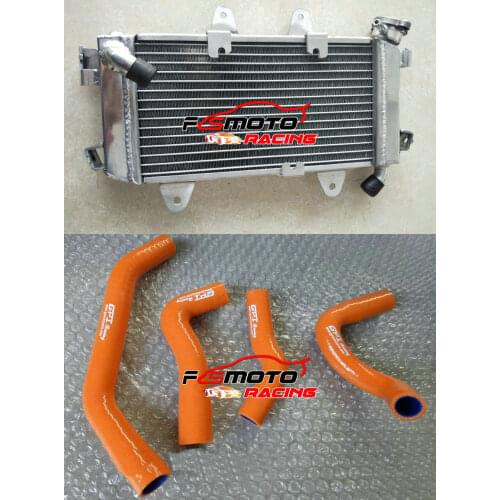 Aluminum Radiator + Orange Hose For KTM 390 Duke 373.2cc ABS RC 390 LC4 2017 2018 17 18