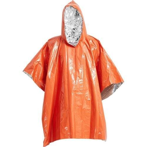 Emergency Blanket Poncho Survival Raincoat Outdoor Camping And Hiking Equipment Thermal Mylar Space Rain Ponchos With Hooded