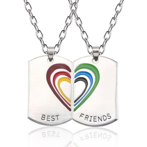 BUDROVKY Best Firends Forever Together Heart Stitching Drop Oil Pendant Ornaments Drop shipping