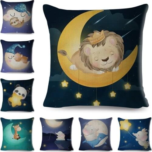 Have A Good Dreams Cushion Cover Decor Cute Cartoon Animal Lion Panda Pillow Case Polyester Pillowcase for Children Room Sofa