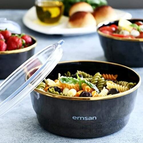 Emsan Troy Enameled 3 Storage Container Black-14cm-16cm-18 cm