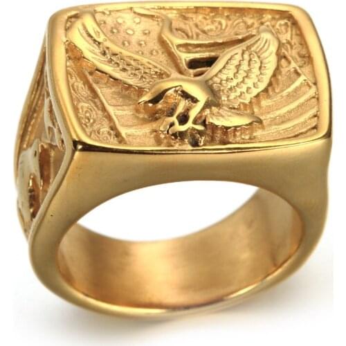 European and American retro stainless steel American soldier eagle ring titanium steel mens ring jewelry