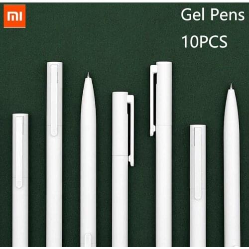 Original Xiaomi Mijia 10Pcs Gel Pens No Cap 0.5mm Bullet Pen Black White PREMEC Smooth Switzerland Refill MiKuni Japan Ink Black