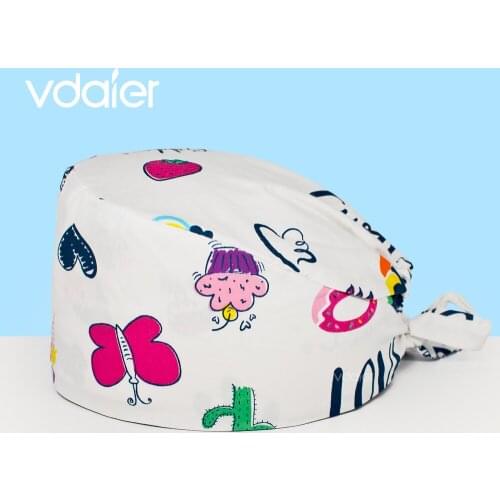 Unisex 100% Cotton Surgical Cap Cartoon Printing pet Doctor Hats Unisex nurse accessories Scrubs Surgery work caps