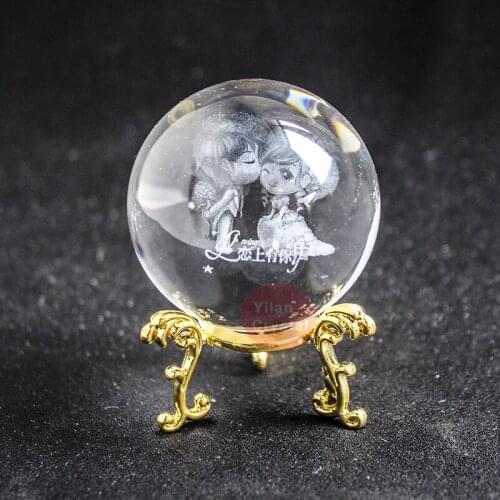 60-80mm Crystal Ball 3D Laser Engraved Valentine giftGlass Ball crystal gift Home Decor Accessories Fengshui ball